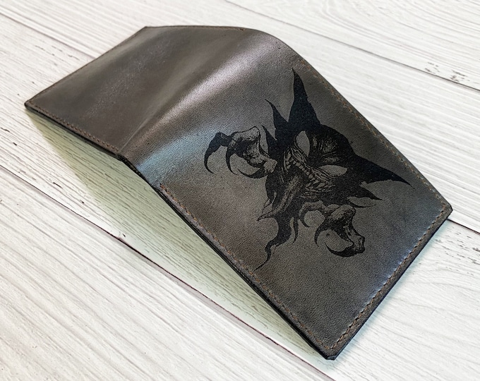 Haunter Pokemon Leather Wallet, Custom Engraved Gift