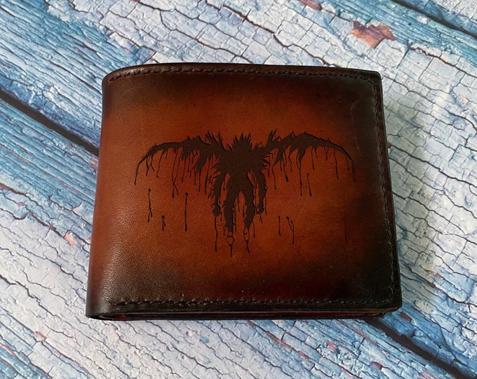 Handmade Leather Wallet, Custom Engraved Gift for Him