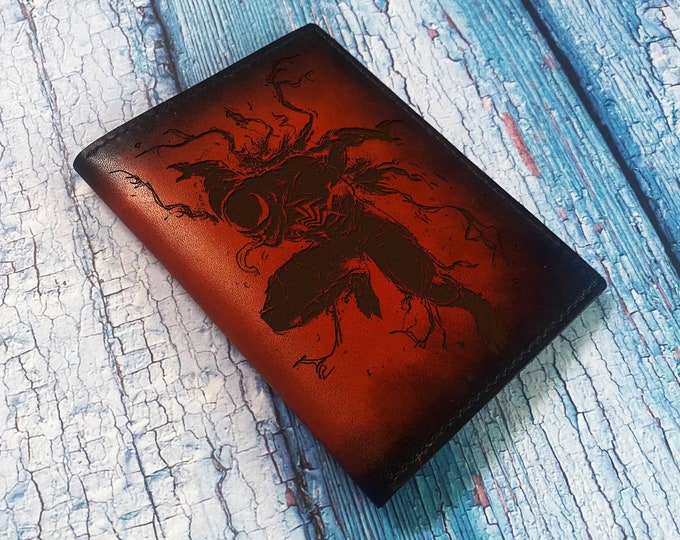 Venom Leather Passport Wallet: Personalized Supervillain Gift