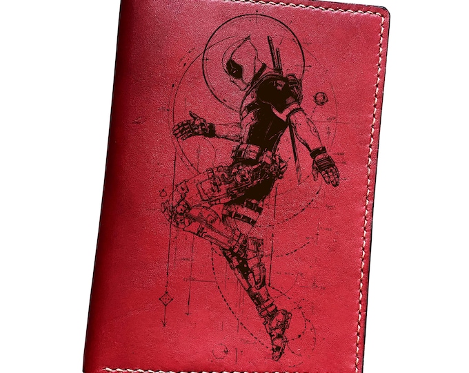 Deadpool Leather Travel Wallet, Genuine Handmade Superhero Accessory