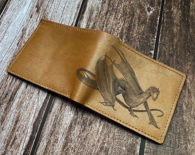 Handmade Smaug Dragon Leather Wallet, The Hobbit Art