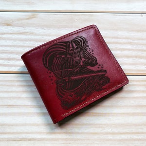 Cartera de cuero genuino para hombre con diseño de Darth Vader, billetera plegable de Star Wars, billetera del lado oscuro para papá, esposo y novio.