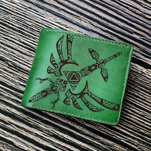 Arte de cuero de Zelda, billetera personalizada para hombre, regalo de Legend of Zelda, billetera con el arte de la espada maestra, ideas de regalos de cuero para novio y esposo.