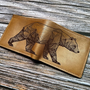 Ideas de regalos de cuero con dibujo de oso, billetera de cuero personalizada para hombre, billetera grabada, ideas de regalos de cumpleaños de Navidad para novio, esposo