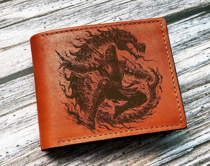 Mortal Kombat Leather Wallet: Engraved Fighting Game Gift