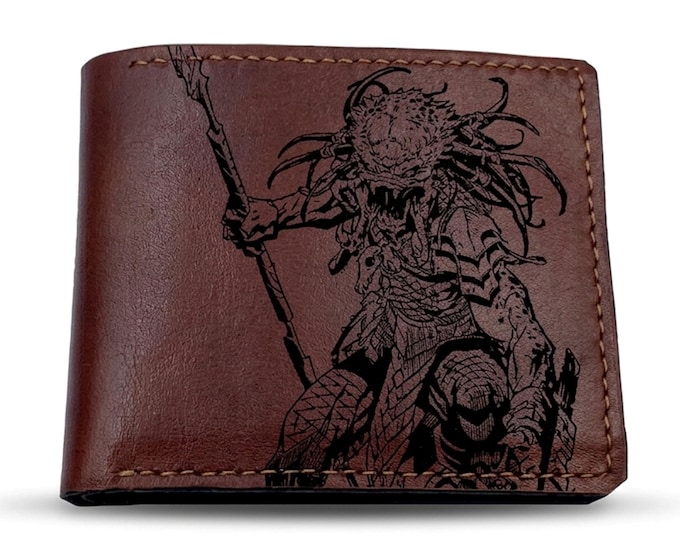 Predator genuine leather handmade wallet, personalized gift for boy, xmas present - set 230927