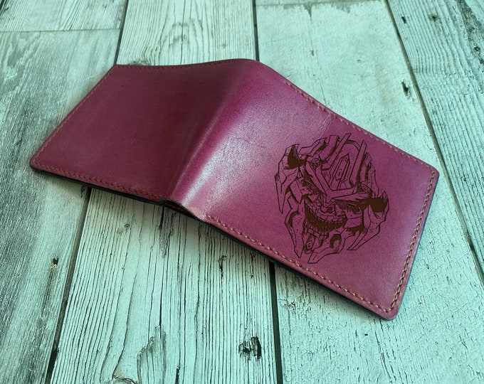 Megatron Engraved Leather Wallet: Transformers Gift, Personalized Wallet