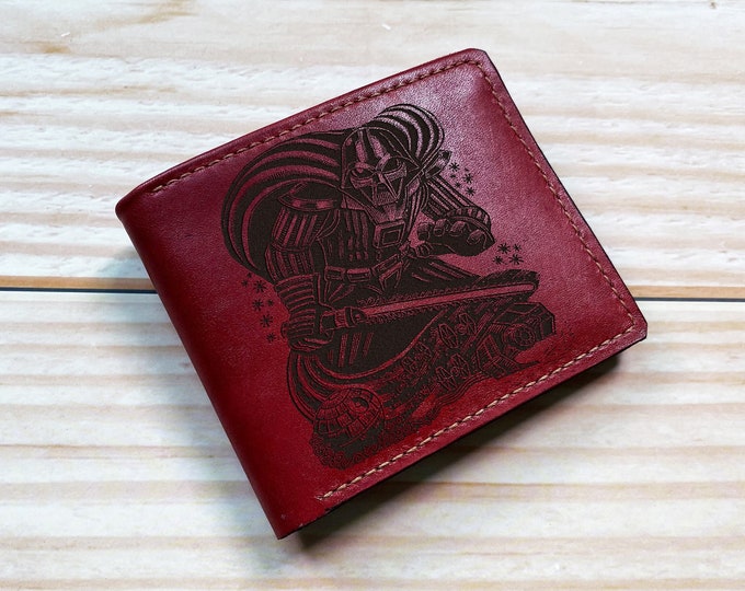 Darth Vader Genuine Leather Wallet: Star Wars Linocut Art