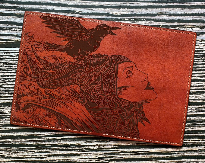 Maleficent Leather Passport Wallet: Engraved Fairy Tale Travel Gift