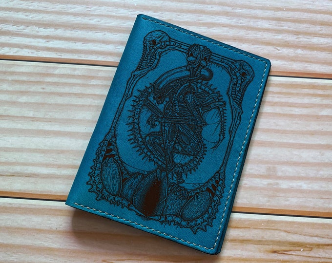 Alien Xenomorph Leather Wallet: Handmade Horror Gift