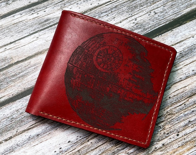 Death Star Leather Wallet, Star Wars Bifold, Handmade