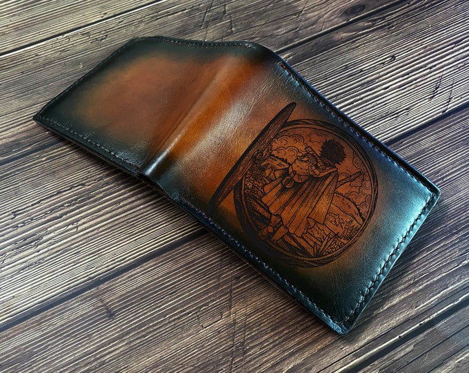 Handmade Leather Lord of the Rings Wallet, Hobbit Art