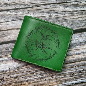 Cartera de cuero para hombre con diseño de dragón de la Montaña Solitaria, regalo de cuero para hombre de El Señor de los Anillos, regalo de cumpleaños de San Valentín de la Montaña Élfica