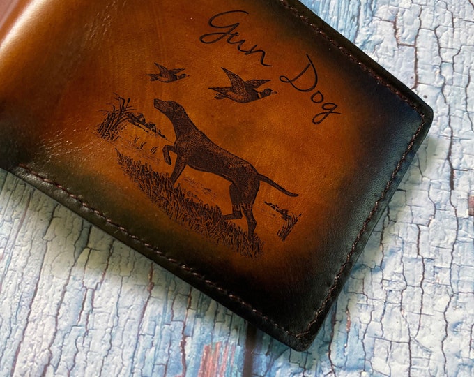 Engraved Leather Hunting Wallet, Duck Hunting Gift