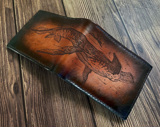 Handmade Tulkun Whale Leather Wallet, Way of Water Inspired