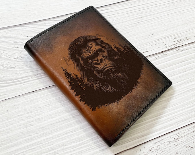 Bigfoot Leather Passport Wallet: Sasquatch Travel Case, Monster Gift