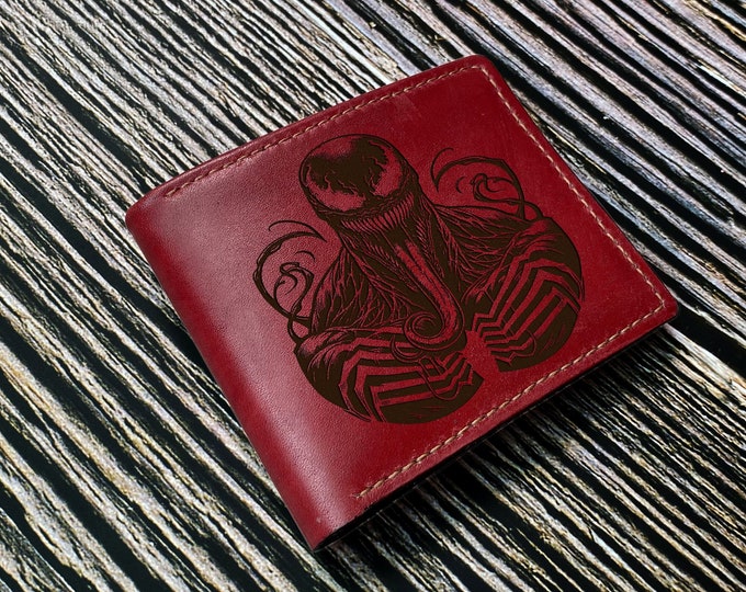 Venom Leather Bifold Wallet: Handmade Superhero Gift