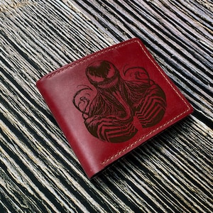 Venom Leder Geldbeutel, Superhelden Leder Geschenkideen, Venom Carnage Brieftasche für Ihn, Marvel Spiderverse Geschenk für Freund, Vater