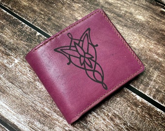 Arwen Evenstar Leather Wallet: Personalized Elvish Symbol Gift