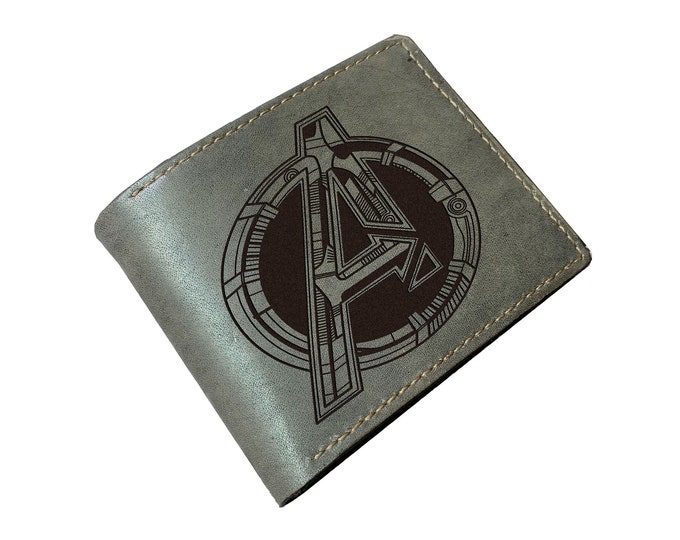 Avenger Logo Leather Wallet: Personalized Bifold ID Card Wallet