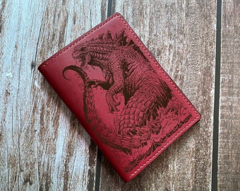 Godzilla Leather Wallet: Engraved Monster Gift