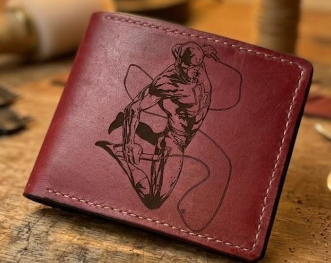 Handcrafted genuine leather wallet, Daredevil superheroes custom gifts - 210826