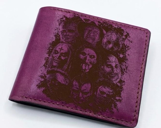 Horror movie handmade gifts, horror characters leather wallet, halloween gift ideas - 080826
