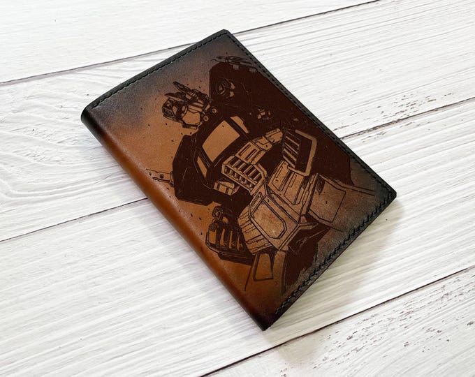 Optimus Prime Leather Passport Wallet: Handmade Transformer Travel Gift
