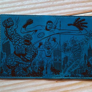 F4 handmade wallet, custom leather passport wallet, 10 color with 02 styles, travel case for family, superheroes style wallet, gift for him