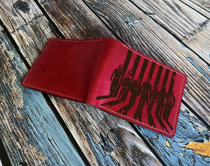 Handmade Leather Superheroes Wallet, Personalized Gift