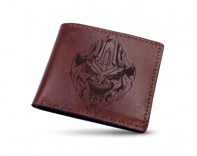 Megatron Engraved Leather Wallet: Transformers Gift, Personalized Wallet - set 170926