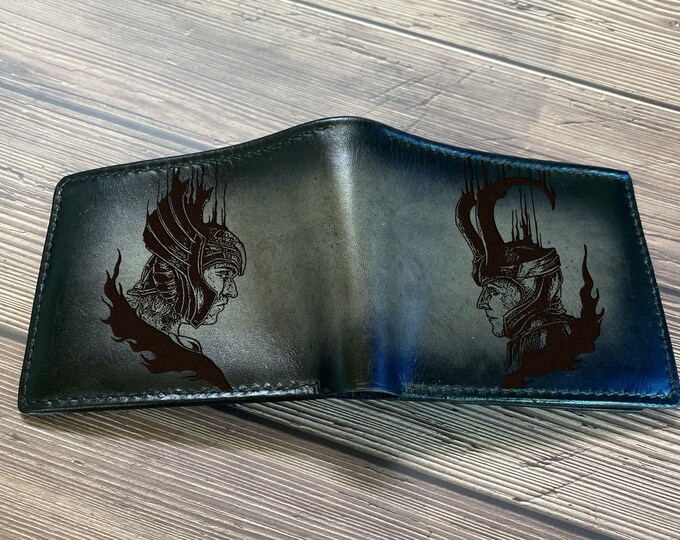Thor & Loki Leather Wallet, Engraved Superheroes Gift
