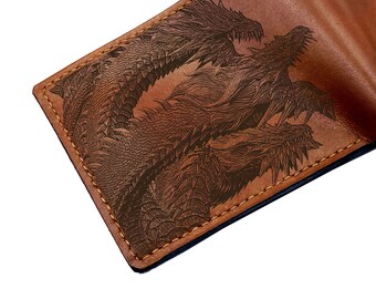 Handmade Leather Godzilla Vs Ghidorah Wallet: King of Monsters