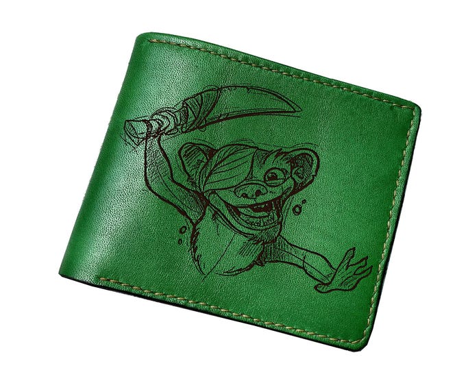 Handmade Buck Leather Wallet, Ice Age Character Gift