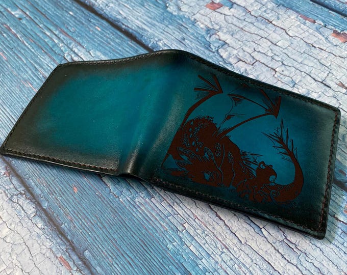 Handmade Toothless Dragon Leather Wallet, Personalized Gift