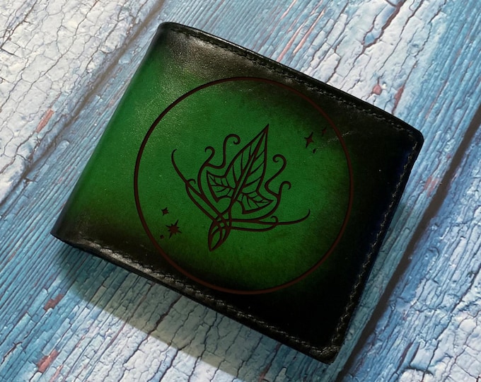 Mirkwood Leather Wallet, LOTR Dark Forest Gift, Personalized Present