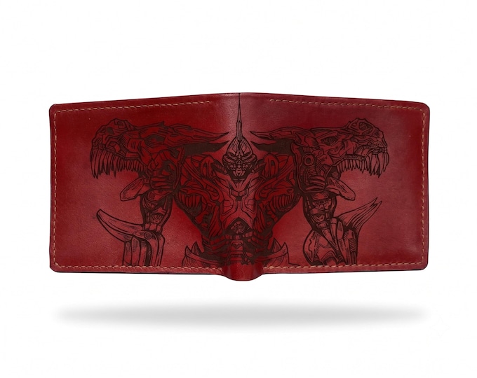 Grimlock engrave genuine leather wallet, Transformers gift for dad, custom decepticon men wallet - set 170926