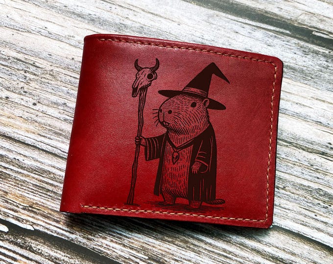 Handmade Leather Capybara Wizard Wallet, Fun Gift