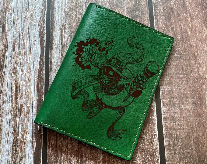 Handmade Final Fantasy Leather Wallet, Vivi Black Mage, Anniversary Gift