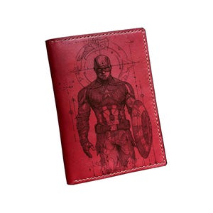 Captain America leather wallet, superheroes leather gift for dad, avenger Steve wallet, custom leather gift for him, men birthday present