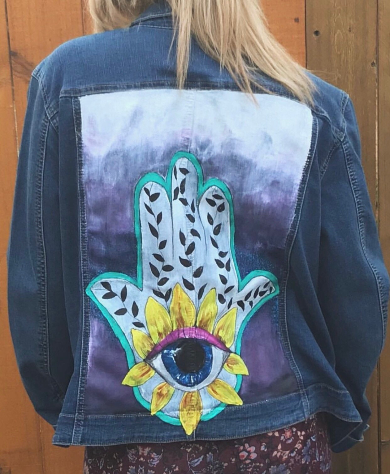 Custom Hand Painted Denim Jacket Customized Womens Denim Etsy
