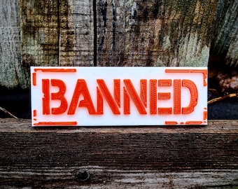 Banned Genre Sign for Book or Movie Shelf - Diorama Sign - Movie Room - Library Bookshelf Plaque - Typography Print Not Allowed