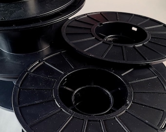 5 carretes de plástico negro - Almacenamiento de cordón, encaje, cuerda e hilo (8 x 3")