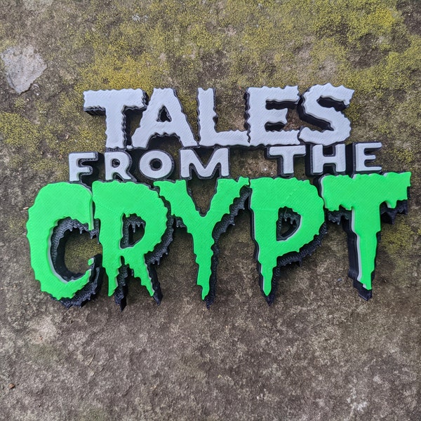 Tales from the Crypt Logo Shelf Art, exhibición de sala de cine, complemento de colección de cómics, señalización, gran regalo para los fanáticos del terror Cryptkeeper