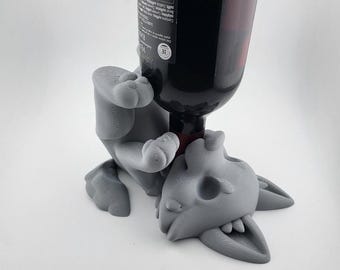 Cute Wolf-wijnfleshouder – Wolf Pup-flessenhouder voor 750 ml wijn, schattige bar- en aanrechtdecor