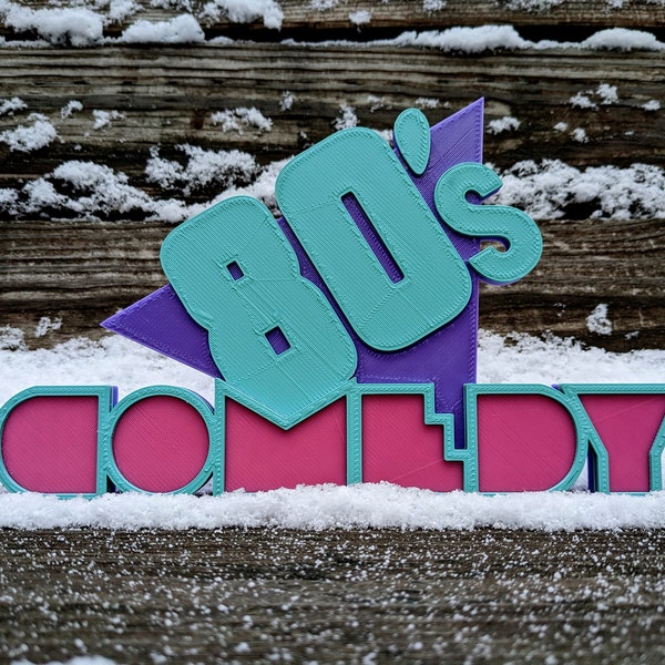 1980's 80's Comedy Shelf Art, Movie Genre Display Sign for Comedy Film Collections, Plaque Sign