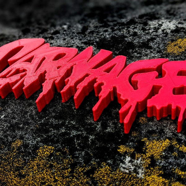 Carnage Logo Replica Shelf Art, complemento de exhibición de películas al letrero del logotipo de la colección de cómics - Señalización ideal para los fanáticos del cómic