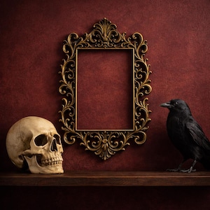 Victorian Gothic Ornate Wall Frame | Baroque Scroll Picture Frame | Dark Academia Decor | Elegant Dark Wall Accent | Rectangular Frame