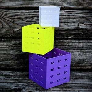 Square Orchid Pot with Heart Holes - Pot Liner for Orchids - Air Pot 3" to 8" in diameter - Sturdy Square Orchid Pot