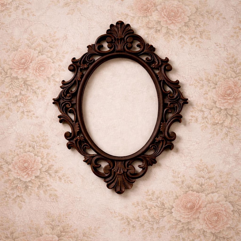 Ornate Baroque Oval Frame | Gothic Victorian Wall Decor | Dark Academia Antique Style Frame image 2